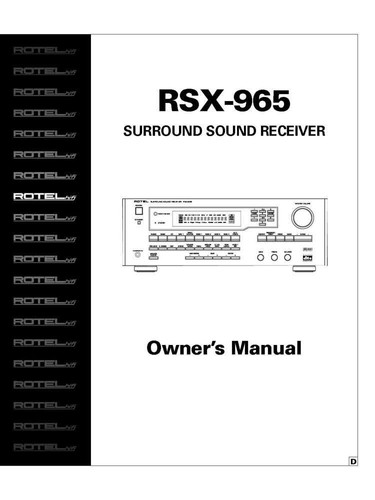 Rotel rsx 965 surround - rotel,