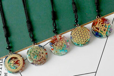 Chakra Orgone Necklace Resin Pendant Set With Healing Crystals Cord Necklace