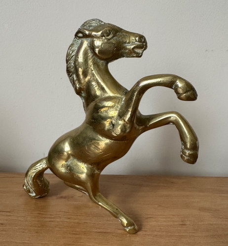 Vintage solid brass rearing - brass,