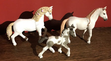 SCHLEICH LUSITANO MARE, ANDALUSIAN MARE & TINKER FOAL TOY FIGURES. HORSES