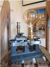 W G Pye Antique Travelling Microscope Repurposed Lamp Steampunk Industrial Light