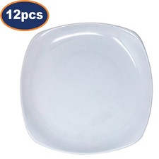 Square Plate 22.5cm Ceramic White Dessert Salad Side Lightweight Dinnerware 12Pc