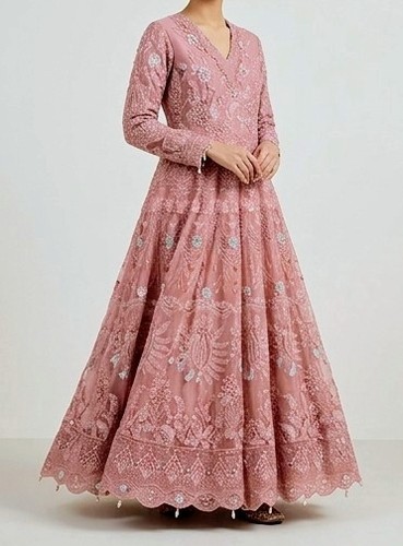 Pink dressheavily embellished - dressheavily,