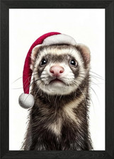 Festive Ferret Portrait Framed