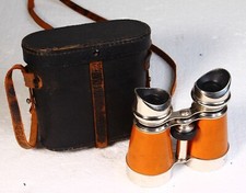 Vintage Lumiere Paris Binoculars in Chrome / Brown Leatherette + Case