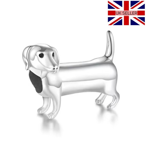 925 silver dachshund sausage - silver,