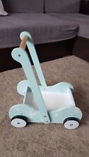 little town girl wooden pram baby kid child toy push walk 4 wheels first steps