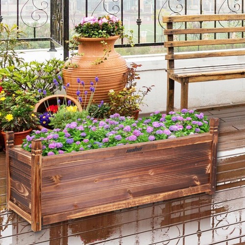 Wooden garden planter flower - garden,