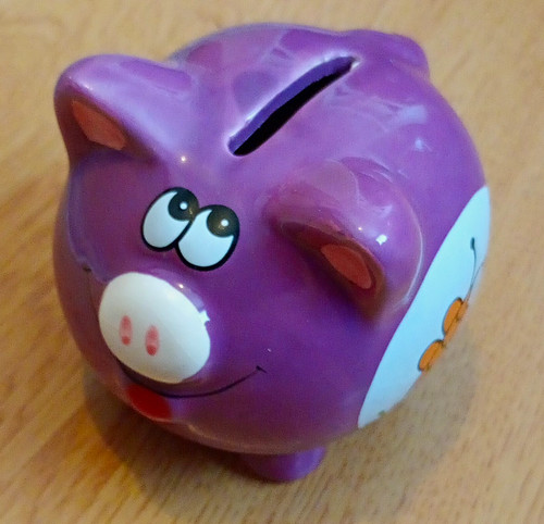 Purple piggy bank moneybox - piggy,