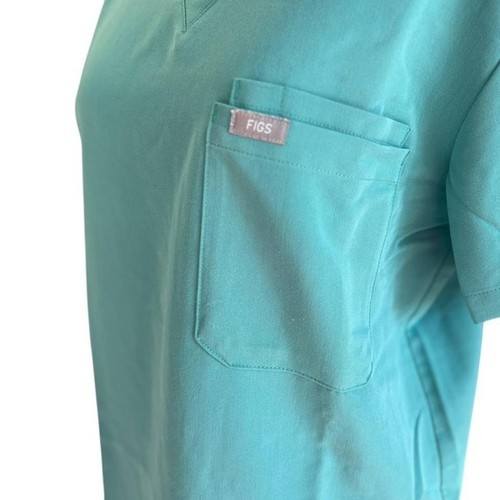 Teal figs scrub top - figs, with