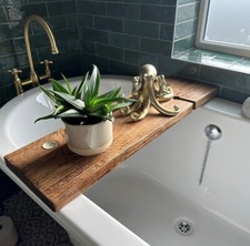 Wooden Bath Caddy Urban Reclamation Handmade UK Solid Wood Rustic Tray