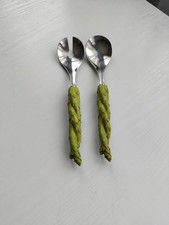 Retro Sagaform Novelty Asparagus Salad Servers Spoons Set, Sweden
