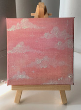 Mini canvas paintings Islamic Holy kaaba, Flowers, clouds