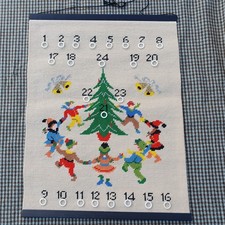 Vintage wool tapestry advent calendar, Christmas decor