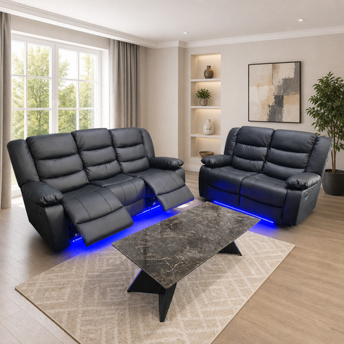 Roma leather recliner sofa - recliner, set