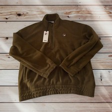 Fila Vintage White Line Box Logo 1/4 Zip Polar Fleece Pullover Green L 4XL £89