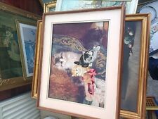 MOTHER CAT WITH KITTENS. HENRIETTE RONNER-KNIP. VINTAGE FAUX OIL PAINTING PRINT.