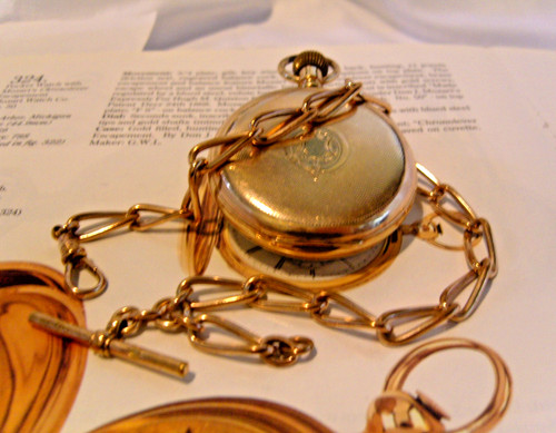 Pocket watch chain 18ct - watch, rose