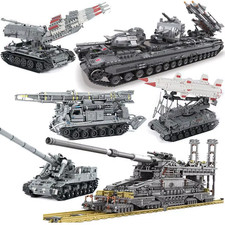 MOC Tank Building Blocks Military Series Rocket Launcher Tank Missle Armored Veh