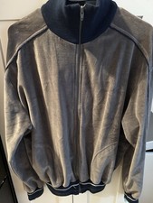 VTG Abercrombie & Fitch Men Gray Velour Zip Up Track Suit 2 Piece Large Made US