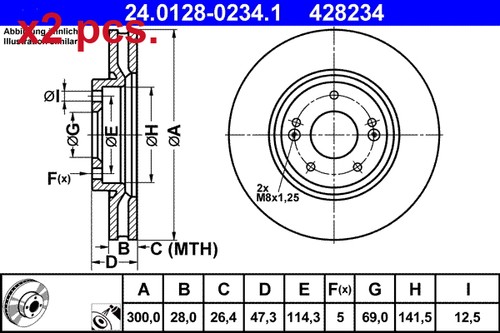 Pcs front brake disc - x2, rotos