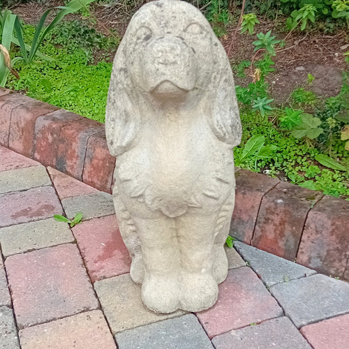 Grey stone dog garden - grey,