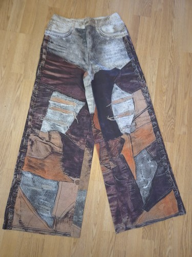 Women patchwork wide leg - women's,