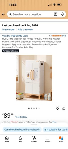 Wooden toy fridge for kids - wooden,