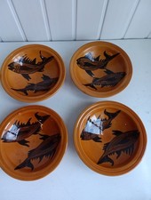 Set of 4 Moroccan? Bowls Hand Painted with Fish Design FO