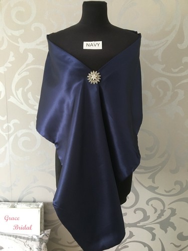 Navy blue silky - blue, satin