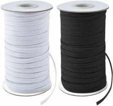 Flat Elastic Black White 6mm 9mm 12mm 25mm Face Mask Elastic Sewing Dress UK