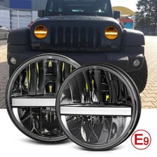 2x 7" LED Headlights Halo Ring