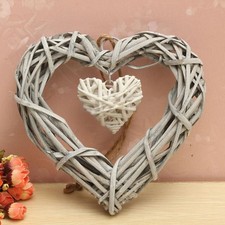 Shabby Chic Wicker Heart Wreath Home Wall Hanging Wedding Birthday Party Decor