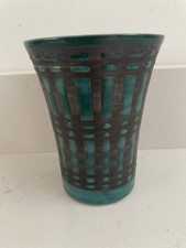 Vintage Surrey Ceramics Turquoise Blue Large Beaker Mug Pen Pot Toothbrush Small
