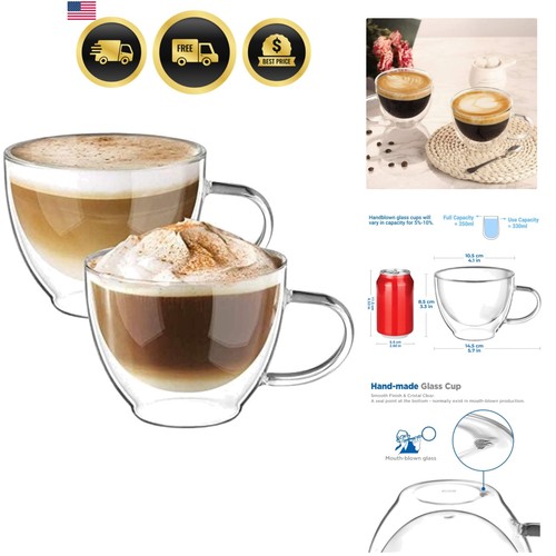 Double walled glass coffee mug - double,