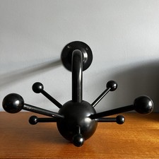 Vintage Ikea Mina Retro Sputnik Black Metal Wall Mount Coat Rotating Rack