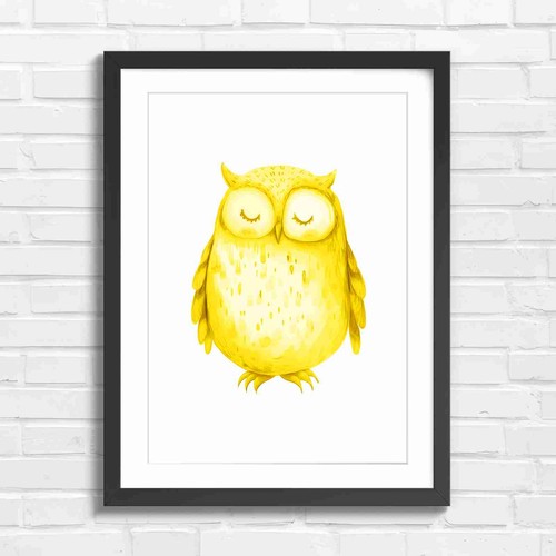 Sleepy owl with closed - sleepy, eyes