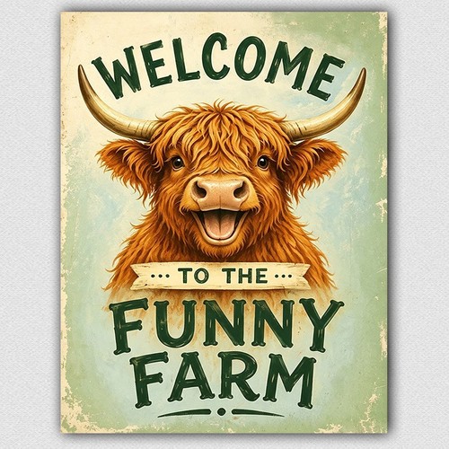 Metal sign welcome funny farm - sign,