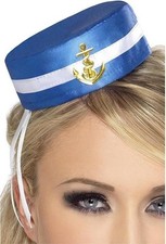 Ladies Blue Pill Box Sailor Hat