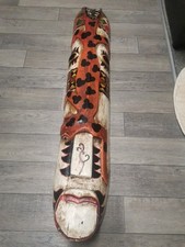 Ex Condition Hand Painted Hand Carved Indonesian Salamander Wall Mask Home Decor