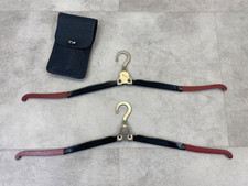 Antique Vintage Folding Coat Hangers (Pair) with Leather Pouch Made in England