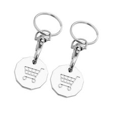 2 Trolley Coin Keychains Removable �1 Pound Shopping Cart Token Holder Market
