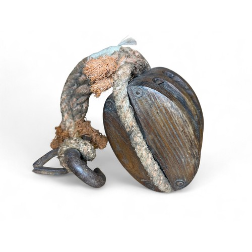 Vintage wooden rope and steel - rope,