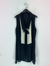 Ted Baker Black Ivory Sleeveless Blouse Pussy Bow V Neck Smart Top Size 3 UK12
