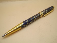 Vintage Elysée Germany 18k Gold Pltd Rollerball Trajan Pathenon Blue Lacquer Pen