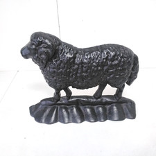 Cast Iron Sheep Door Stop Black 24cm Long 18cm High Ram Door Stay
