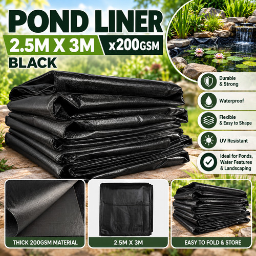 Pond liner 3m black 200 - liner, 2.5m