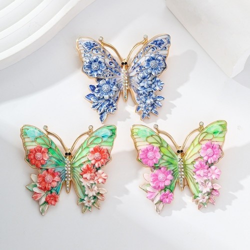 Rhinestone enamel brooches - rhinestone,