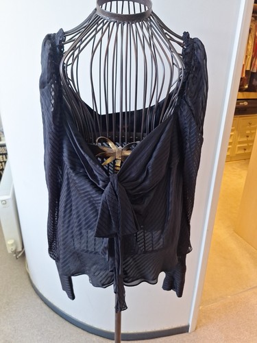 Escada black silk ruffled top - escada,