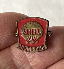 Vintage Dutch SHELL JUNIOR CLUB Enamel Metal Brass Pin Badge 1960's #F2-344